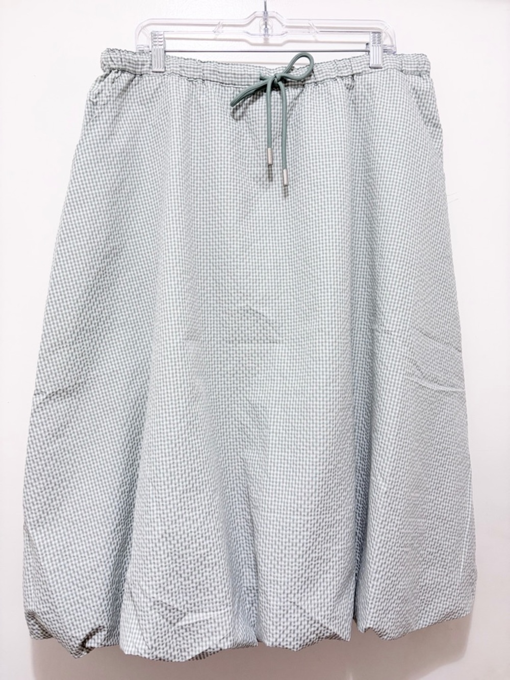 Hunter Gingham Bubble Hem Midi Skirt in Surf Spray XL NWT - Picture 6 of 10